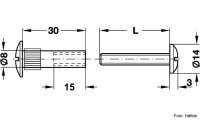 Verbindungsschraube Stahl vernickelt M6 für Holzdicke 32-42 mm 1 Stück