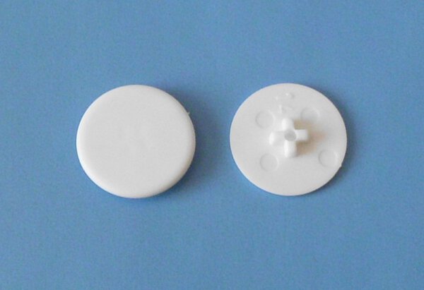 Abdeckkappen Exzentergehäuse 15 mm Kreuzschlitz PZ Weiss 12 Stück