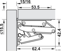 Caravan Hochklappscharnier, CH 300, für Klappen bis 2,1 kg ohne Dämpfung