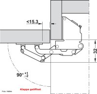 Caravan Hochklappscharnier, CH 600, für Klappen bis 2,1 kg mit Dämpfung
