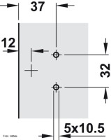 Objektscharnier Häfele Aximat 100 SM Eckanschlag für Seitenwanddicke 19 mm zum Schrauben Bohrbild 52/9 2-D-Einstellung