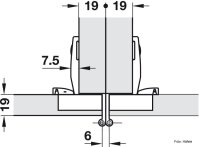 Objektscharnier Häfele Aximat 100 SM Eckanschlag für Seitenwanddicke 19 mm zum Schrauben Bohrbild 45/9,5 3-D-Einstellung