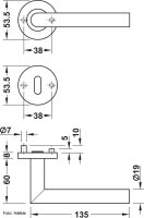 Türdrücker PZ-Wechselgarnitur mit Flachknopf, Häfele, Edelstahl