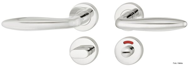 Türdrücker WC-Garnitur mit Schauscheibe grün/rot Häfele Startec Modell LDH 2190 Edelstahl poliert