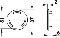 Lüftungsgitter rund Kunststoff mit Rastnasen weiß 37/31 mm