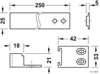 Schleppscharnier für Einbaukühlschränke 250x25 mm Führung: schwarz, Schiene: schwarz