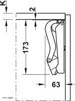 Caravan Hochklappbeschlag, Häfele Free space 1.11 bis 7,1 kg/C weiß/vernickelt