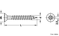 Spanplattenschrauben mit Kopflochbohrung 2,5 mm Senkkopf PZ verzinkt 4,5 x 25 mm 100 Stück
