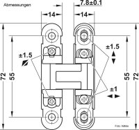 Scharnier für Holzdicken ab 18 mm für unsichtbaren Anschlag