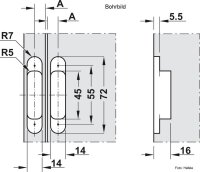 Scharnier für Holzdicken ab 18 mm für unsichtbaren Anschlag
