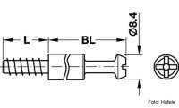 Exzenterbolzen Häfele Maxifix 5x16 mm Bohrmaß 55 mm 10 Stück