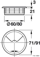 Kabeldurchlass Bohrloch-Ø 60 mm Segment drehbar...