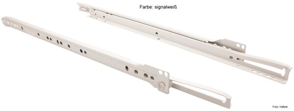 Rollenführung, Häfele Matrix Runner R S, Teilauszug Materialdicke 1,00 mm Tragkraft 20 kg signalweiß RAL 9003 Länge 500 mm