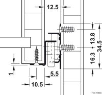 Rollenführung, Häfele Matrix Runner R S, Teilauszug Materialdicke 1,00 mm Tragkraft 20 kg signalweiß RAL 9003 Länge 500 mm