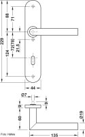 Türdrücker Langschild WC-Garnitur mit Schauscheibe, Häfele Modell LDH 2171 Edelstahl