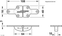 Klapptischscharnier für Zargentische für Plattendicke 18 mm