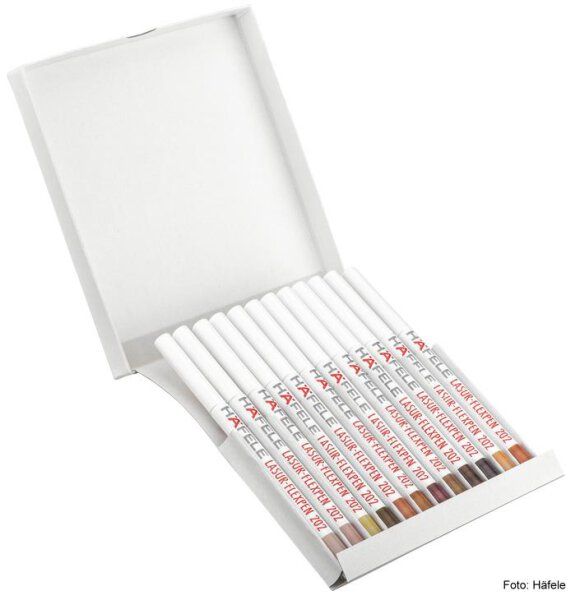 Lasur-Retuschierstift, Häfele, Flex-Pen, zum Ausbessern/Reparieren 12 Stück