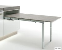 Ausziehtisch- und Klappbeschlag, mit einklappbarem Tischbein
