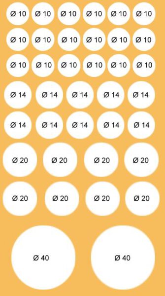 Abdeckkappen Mix selbstklebend Ø 10, 14, 20, 40 mm