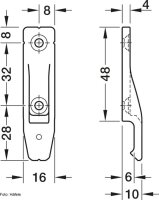 Einhängebeschlag-Set, Häfele Pacofix SF-G-L mit Rastnase