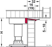 Sockelblendenhalter für Sockelsystem Häfele AXILO® 78 und 48 für 19 mm Blende 1 Stück