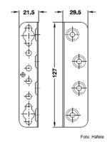 Bettbeschlag mit Schlüssellochstanzung 21,5x29,5x127 mm