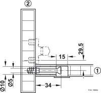 Exzentergehäuse Minifix Ø 15 für Holzdicke ab 13 mm ohne Abdeckrand vernickelt