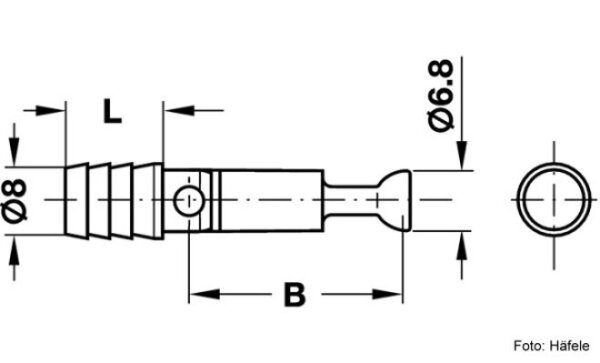 Gehrungsverbinder Minifix einseitig M6 Bohrmaß 24 mm 