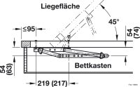 Springaufbeschlag Swing-Away für längs und quer aufklappbare Liegen und Betten mit Bettkasten