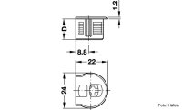 Verbindergehäuse Rafix 20 vernickelt mit Wulst für Holzdicke 16 mm