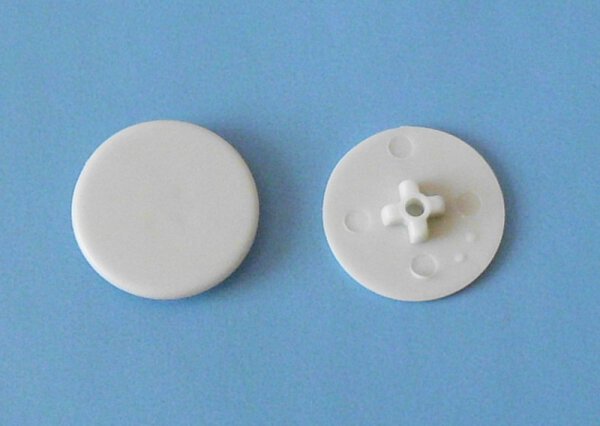 Abdeckkappen Exzentergehäuse 15 mm Kreuzschlitz PZ Lichtgrau 30 Stück
