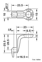 Rückwandverbinder vernickelt Länge 23 mm