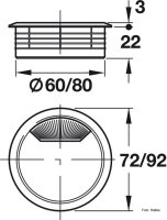 Kabeldurchlass 80 mm Kunststoff weißaluminium