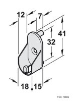 Schrankrohrlager für Schrankrohr oval 30x15 mm mit Arretierungsstift
