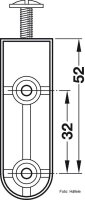 Schrankrohrlager f&uuml;r Schrankrohr oval 30x15 mm zum Schrauben unter den Fachboden