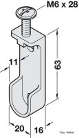Schrankrohrlager f&uuml;r Schrankrohr oval 30x15 mm zum Schrauben unter den Fachboden