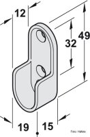 Schrankrohrlager f&uuml;r Schrankrohr oval 30x15 mm zum...