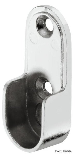 Schrankrohrlager für Schrankrohr oval 30x15 mm zum Schrauben verchromt