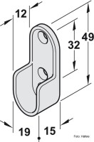 Schrankrohrlager für Schrankrohr oval 30x15 mm zum Schrauben verchromt