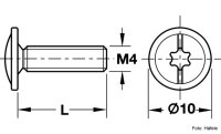 Möbelgriffschrauben Innenstern IS M4 x 30 mm 12 Stück